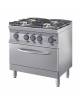 Cucina a gas professionale 4 fuochi con forno a gas statico GN 2/1 - Media potenza - cm 80x70x85/90h