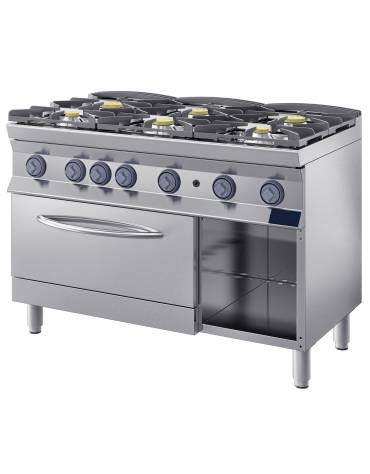 Cucina eco gas, 6 fuochi su armadio aperto passante - cm 120x90x85h