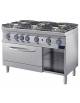 Cucina professionale a gas 6 Fuochi serie 90 con forno statico a gas GN 2/1 - Media potenza - cm.120x90x85/90h