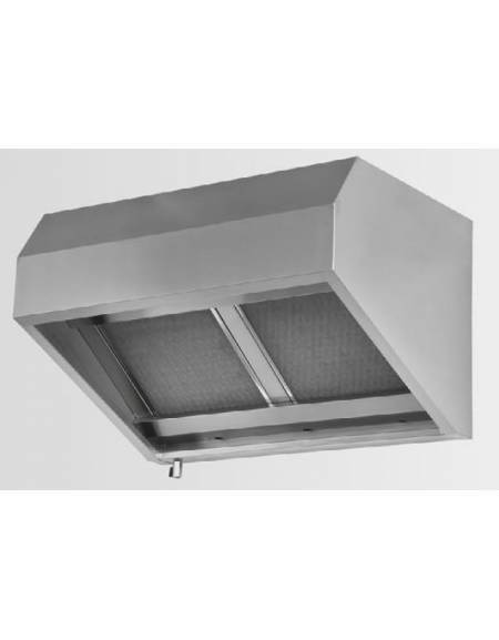 Cappa aspirante snack inox ecologica a parete con carboni attivi ed  aspiratore incorporato cm. 140x70x60h