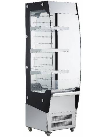 Vetrina murale espositore verticale inox - refrigerazione ventilata +2°C / +10°C - capacità: 180 lt. - cm 72x57x176h