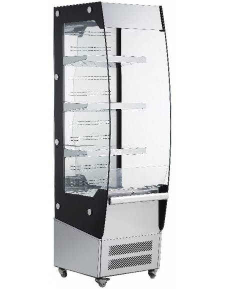 Vetrina murale espositore verticale inox - refrigerazione ventilata +2°C / +10°C - capacità: 180 lt. - cm 72x57x176h