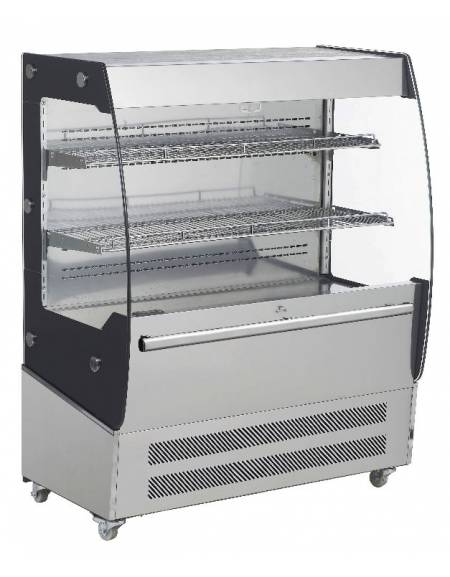 Espositore  murale refrigerato aperto in acciaio inox - refrigerazione ventilata +2°C / +10°C - Capacità 200 lt - cm 100x63,8x12