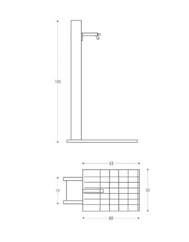 Fontana con struttura in acciaio zincato e verniciato, completa di rubinetto in ottone e caditoia in ghisa - cm 250x70x100h