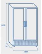 Vetrina doppia porta a battente per bibite  cm 100x73x203,5h