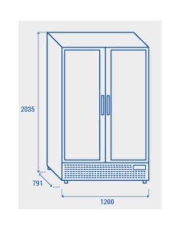 Vetrina doppia porta a battente per bibite  cm 100x73x203,5h