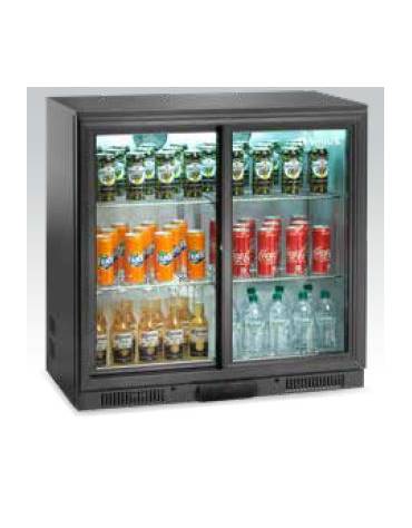 Espositore refrigerato ventilato per bibite - 2 porte scorrevoli - 210 litri - temp. da + 2° C/ + 8° C - mm 900x520x900h