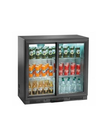Vetrina bibite a due ante scorrevoli - colore esterno nero - refrigerazione ventilata - mm 900x520x900h