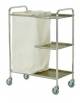 CARRELLO PER BIANCHERIA PULITA E SPORCA IN ACCIAIO INOX CON SACCO IN TELA E 3 RIPIANI - CM 80X40X104H