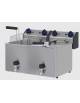 Friggitrice da banco elettrica con vasca da Lt. 12+12 - Capacità olio Lt 8+8 - Monofase - Con rubinetto scarico olio