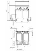Cuocipasta a gas 2 Vasche Lt. 40+40 - cm 80x90x85/90h