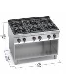 Cucina inox professionale 6 Fuochi a gas ALTA POTENZA