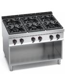 Cucina inox professionale 6 Fuochi a gas ALTA POTENZA