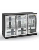 Vetrina bibite 3 porte battente in vetro con cornice inox - Lt 338 - refrigerazione Roll-Bond +1/+10°C - cm 133,5x50x90h