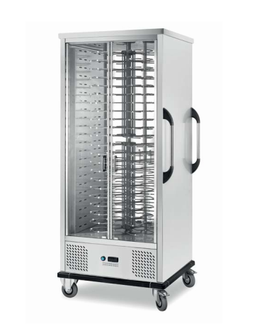 Carrello portapiatti cabinato refrigerato  in acciaio 18/10 AISI 430 - portata 88 piatti Ø 18-28 cm - mm 830x890x1995h