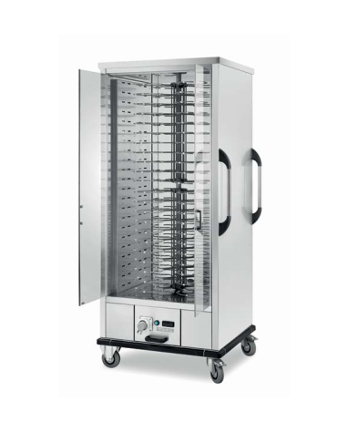 Carrello portapiatti cabinato caldo  in acciaio 18/10 AISI 430 - portata 88 piatti Ø 18-28 cm -  mm 830x890x1995h