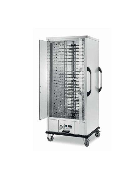 Carrello portapiatti cabinato caldo  in acciaio 18/10 AISI 430 - portata 88 piatti Ø 18-28 cm -  mm 830x890x1995h