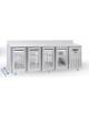 Tavolo refrigerato 4 porte a vetro con alzatina in acciaio inox refrigerazione ventilata +3° +10 °C - cm 225x72,5x95h