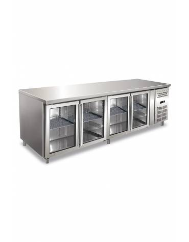 Tavolo refrigerato positivo 4 Porte a vetro cm. 223x70x85h