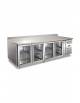 Tavolo refrigerato con alzatina 4 Porte a vetro - Refrigerazione ventilata +2 °+8°C - cm. 223x70x85h