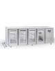 Tavolo refrigerato 4 porte a vetro in acciaio inox, refrigerazione ventilata +3°/+10°C - Classe C - cm 225x72,5x85h