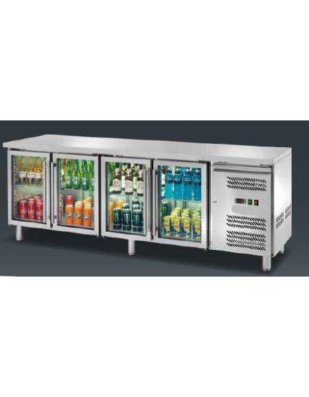 Tavolo refrigerato positivo 4 Porte a vetro cm. 223x70x85h