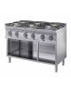 Cucina per ristorante professionale industriale a gas 6 fuochi su vano aperto - N°3 Fuochi da 7 Kw +N°2 da 4,2 Kw -cm 120x70x85h
