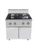 Cucina a gas 4 fuochi professionale su mobile chiuso con antine cm. 80x70x108,5h
