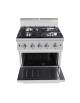 Cucina a gas 4 fuochi professionale con fiamma pilota su forno a gas statico GN 2/1 - cm 80x70x108,5h