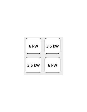 Piano di cottura a gas 4 fuochi, forno elettrico GN 2/1, fuochi aperti 4x6 n°x kW - cam. forno cm 57,5x65x30 - cm 70x70x85h