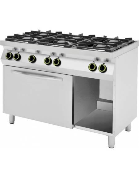 Cucina a gas 6 fuochi MEDIA POTENZA con forno a gas MAXI - cm 120x70x85/90h