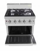 Cucina a gas 4 fuochi professionale con fiamma pilota su forno a gas statico GN 2/1 - cm 80x90x108,5h