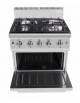 Cucina a gas 4 fuochi professionale con fiamma pilota su forno a gas statico GN 2/1 - cm 80x90x108,5h