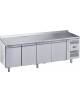 Tavolo refrigerato positivo inox 4 Porte con alzatina  ventilato -2° +8°C - Classe C - cm. 223x60x85/95h