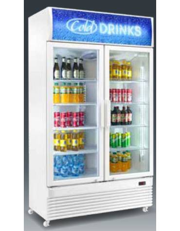 Vetrina frigorifero refrigerata per bevande 2 porte a battente da Lt. 638 - cm 125x55x191,5h