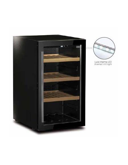 VETRINA REFRIGERATA – CANTINA VINO CAPACITÀ 65 BOTTIGLIE - TEMPERATURA +7+18°C, MM 595X640X1840H