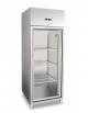 Armadio frigorifero inox con Porta in vetro Lt. 700 - Refrigerazione ventilata -2°C / +8°C - CLASSE B - cm 74x83x201h