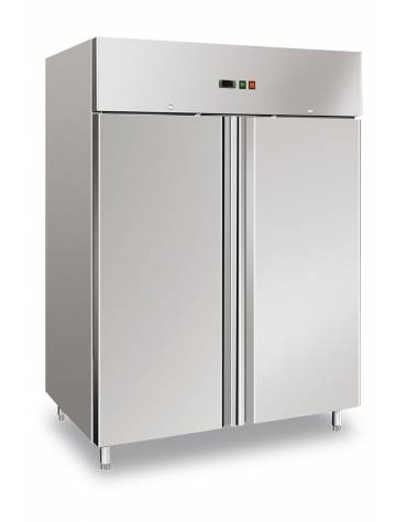 Armadio refrigerato in acciaio inox AISI 304 ventilato 2 porte - capacità 1300 Lt. - temp. -18° +22°C - mm 1480x830x2010h