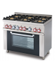 Cucina a gas 6 fuochi su forno a elettrico statico con grill e porta in vetro, camera cm 64x42x35h, 1 griglia - cm 100x60x90h