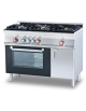 Cucina a gas 3 fuochi su forno a elettrico multifunzione, porta a vetro, camera cm 64x37x35h, 1 vano con porta - cm 120x60x90h