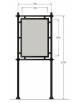 Bacheca stendardo in acciaio zincato con pannello in alluminio cm 70x100h - Da interrare inghisare - Larghezza esterna cm 92