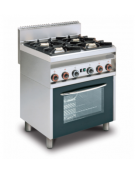 Cucina a gas 4 fuochi su forno a gas statico, camera cm 64x39x35h porta in vetro, 1 griglia - cm 80x65x87h