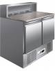 Tavolo saladette refrigerato per pizzeria statico +2° +8°C con piano in granito in acciaio inox AISI 304 - cm 90x70x110h