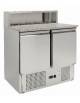 Tavolo Saladette refrigerato 2 porte per insalata con piano in granito e capacita' N° 6 bacinelle GN 1/6cm. 90x70x107,5h