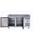 Banco refrigerato pizzeria 2 porte + cassettiera per panetti con sovrastruttura refrigerata GN1/3 - cm 202,5x80x139h