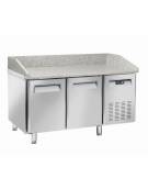 Tavolo pizza refrigerato 2 porte in acciaio inox con piano in granito - refrigerazione ventilata +2°/+8°C - cm 150x80x104h