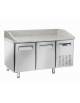 Tavolo refrigerato pizzeria  2 porte con piano in granito, predisposto per vetrina refrigerata  - cm 151x80x100h