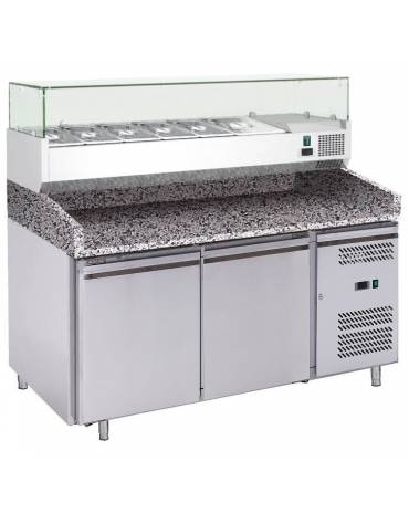 Saladette 3 porte inox per preparazione pizza a ventilazione forzata,  - Lt. 570 -  +2°+8°C - mm 1365×700×1100h