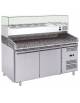 Banco tavolo refrigerato pizzeria completo con sovrastruttura refrigerata GN 1/3 - CLASSE C - cm 151x80x139h