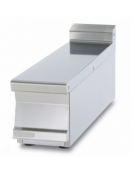 Piano di lavoro da banco in acciaio inox CrNi 18/10 AISI 304 con alzatina posteriore, senza cassetto - cm 20x70,5x28h